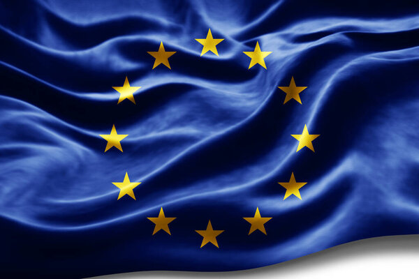  Europe union flag with silk texture, digital background