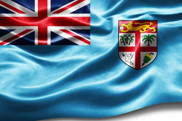 Fidzsi Zászló Selyem Textúrával Digitális Háttérrel — Stock Fotó