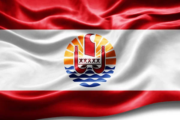 Franska Polynesien Flagga Med Silke Konsistens Digital Bakgrund — Stockfoto