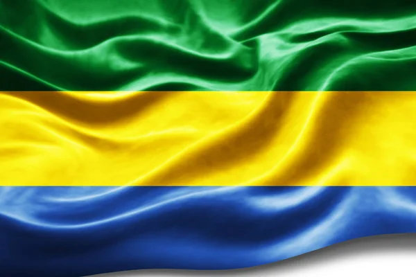 Vlajka Gabon Hedvábnou Texturou Digitální Pozadí — Stock fotografie