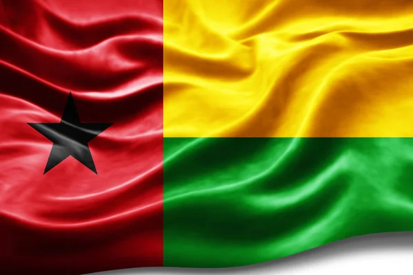 Guinea Bissau Flagge Mit Seidenstruktur Digitaler Hintergrund — Stockfoto