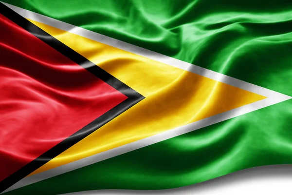 Guyana Vlag Met Zijde Textuur Digitale Achtergrond — Stockfoto