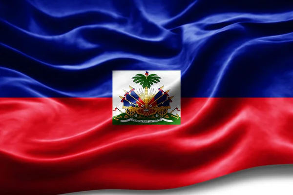 Drapeau Haïti Avec Texture Soie Fond Numérique — Photo