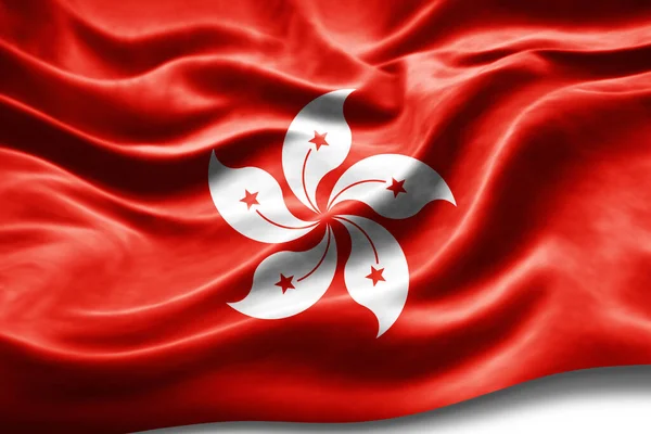 Hong Kong Flag Silk Texture Digital Background — Stock Photo, Image