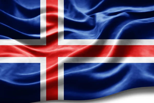 Флаг Исландии Шелковой Текстурой Цифровой Фон — стоковое фото