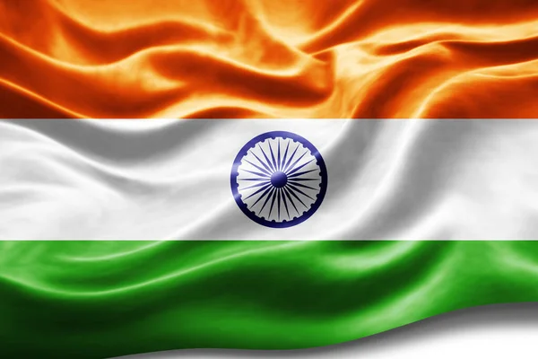 India Vlag Met Zijde Textuur Digitale Achtergrond — Stockfoto