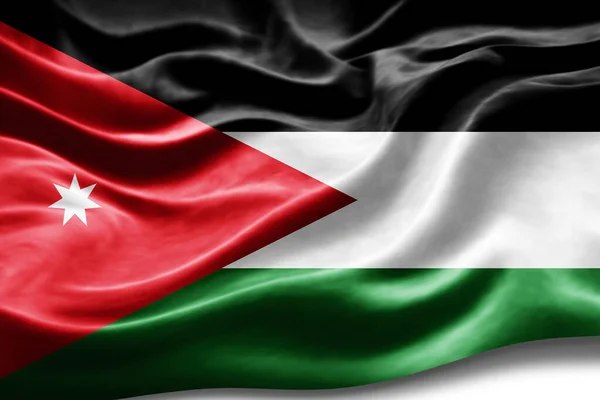 Jordanië Vlag Met Zijde Textuur Digitale Achtergrond — Stockfoto