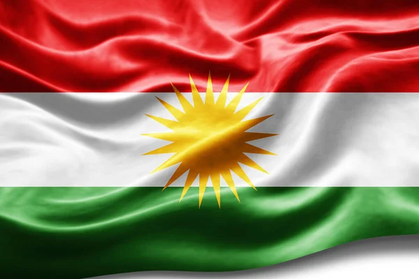 Koerdistan Vlag Met Zijde Textuur Digitale Achtergrond — Stockfoto
