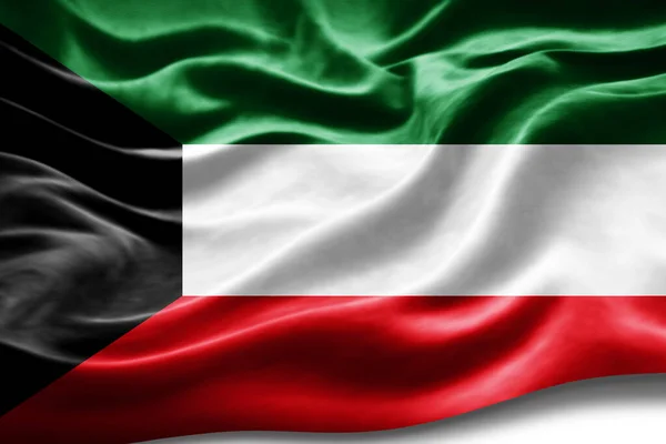 Kuwait Flagge Mit Seidenstruktur Digitaler Hintergrund — Stockfoto