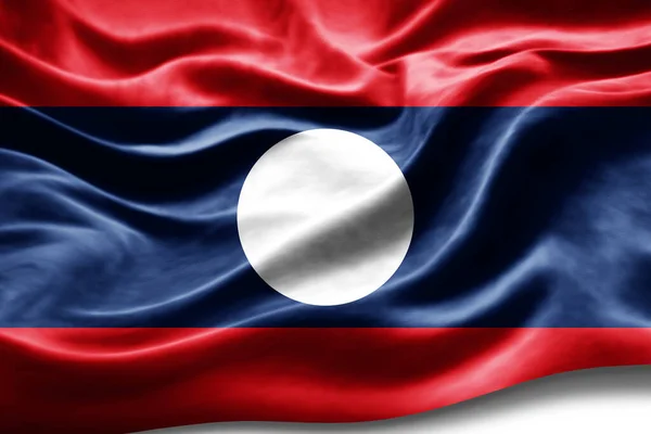 Флаг Лаоса Шелковой Текстурой Цифровой Фон — стоковое фото