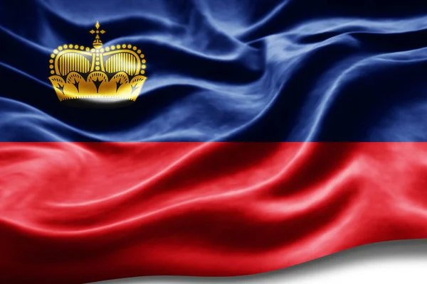 Bandeira Liechtenstein Com Textura Seda Fundo Digital — Fotografia de Stock