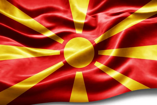 Macedónia Bandeira Com Textura Seda Fundo Digital — Fotografia de Stock