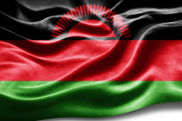 Malawi Vlag Met Zijde Textuur Digitale Achtergrond — Stockfoto