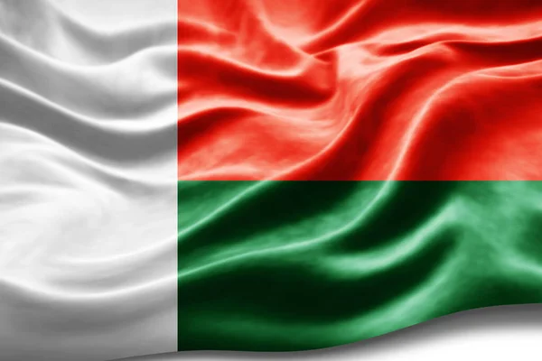 Madagascar Flag Silk Texture Digital Background — Stock Photo, Image