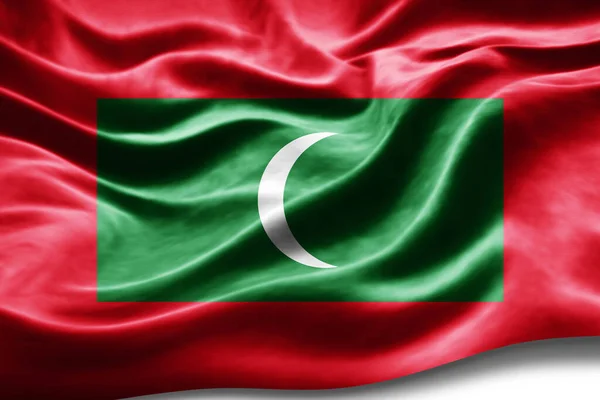 Σημαία Μαλδίβες Μεταξωτή Υφή Ψηφιακό Φόντο — Φωτογραφία Αρχείου