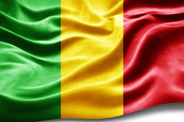 Mali Vlag Met Zijde Textuur Digitale Achtergrond — Stockfoto