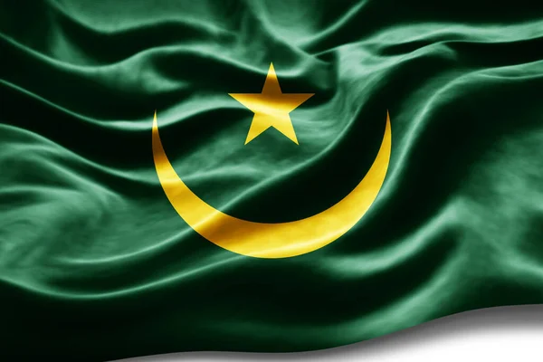 Mauritania Flag Silk Texture Digital Background — Stock Photo, Image