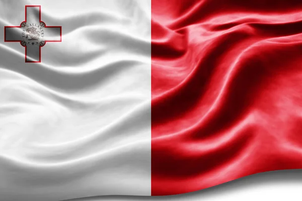 Bandera Malta Con Textura Seda Fondo Digital —  Fotos de Stock