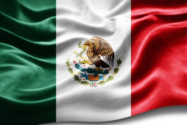 Mexiko Flagga Med Silke Konsistens Digital Bakgrund — Stockfoto