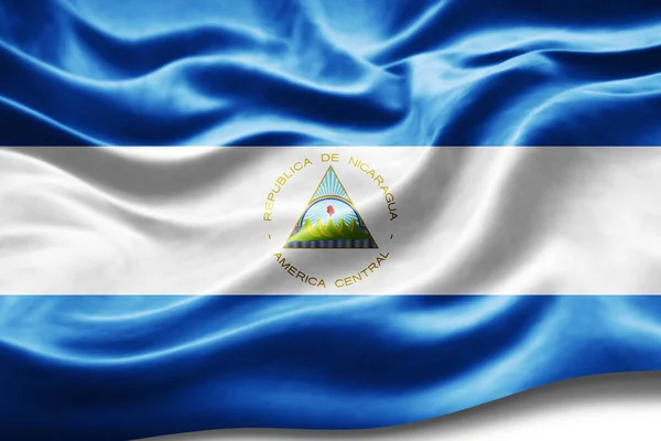 Nicaragua Flagga Med Silke Konsistens Digital Bakgrund — Stockfoto