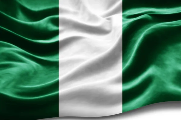 Nigeria Flagga Med Silke Konsistens Digital Bakgrund — Stockfoto