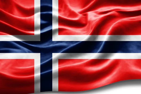 Норвезький Прапор Шовковою Текстурою Цифрове Тло — стокове фото