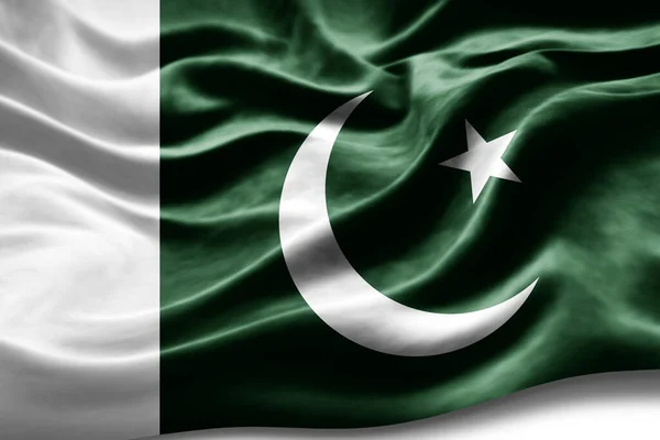 Pakistan Flagga Med Silke Konsistens Digital Bakgrund — Stockfoto