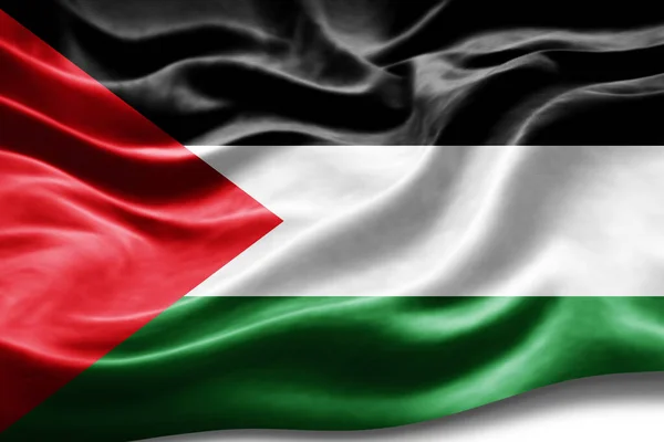 Palestinská Vlajka Hedvábnou Texturou Digitální Pozadí — Stock fotografie
