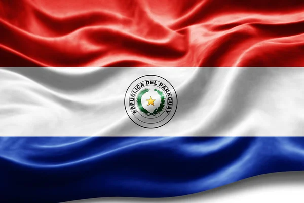 Флаг Парагвая Шелковой Текстурой Цифровой Фон — стоковое фото