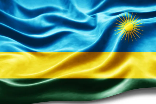 Rwanda Flag Silk Texture Digital Background — Stock Photo, Image