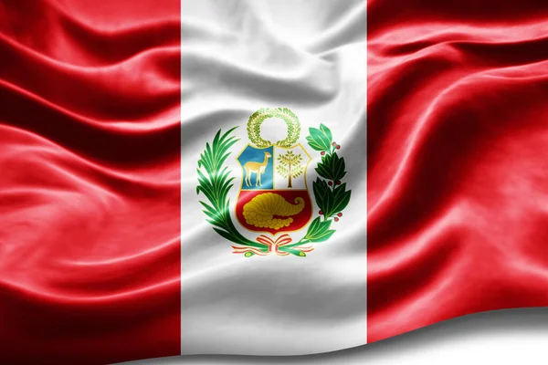 Bandera Perú Con Textura Seda Fondo Digital — Foto de Stock