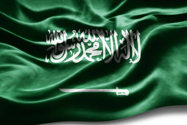 Флаг Саудовской Аравии Шелковой Текстурой Цифровой Фон — стоковое фото
