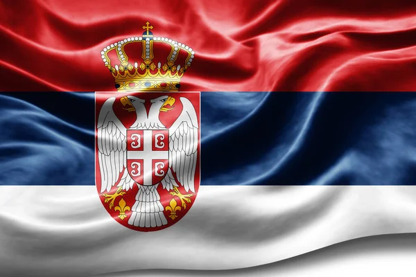 Servië Vlag Met Zijde Textuur Digitale Achtergrond — Stockfoto