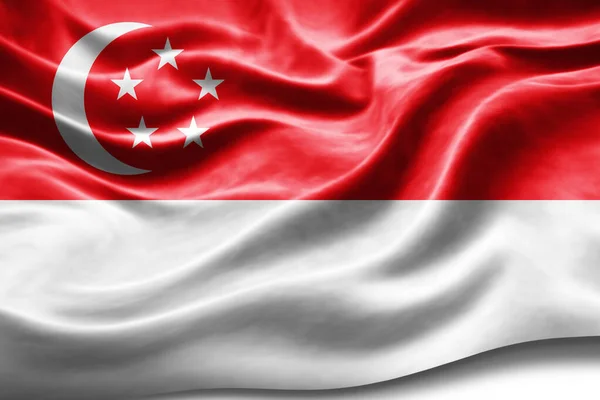 Bandeira Singapura Com Textura Seda Fundo Digital — Fotografia de Stock