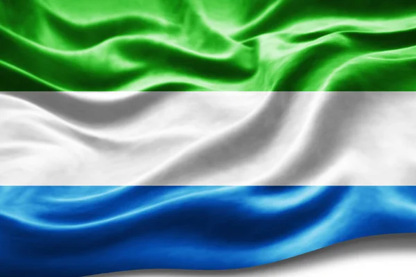 Sierra Leone Flagga Med Silke Konsistens Digital Bakgrund — Stockfoto