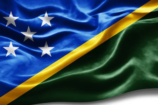 Bandeira Das Ilhas Salomão Com Textura Seda Fundo Digital — Fotografia de Stock