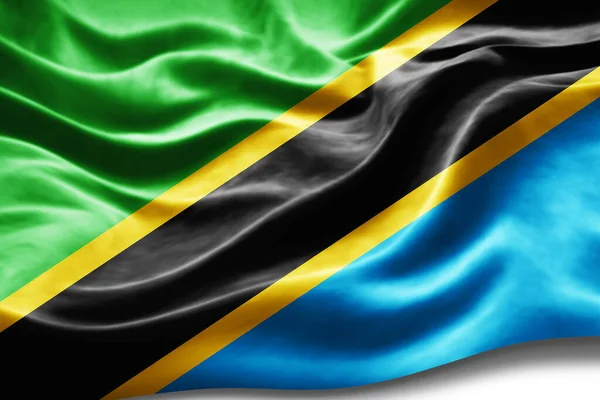 Σημαία Τανζανίας Μεταξωτή Υφή Ψηφιακό Υπόβαθρο — Φωτογραφία Αρχείου