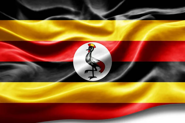 Bandeira Uganda Com Textura Seda Fundo Digital — Fotografia de Stock