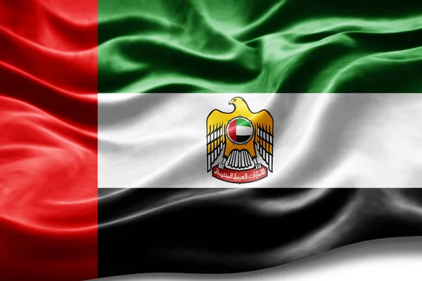 Объединенный Арабский Эмират Флаг Шелковой Текстурой Цифровой Фон — стоковое фото
