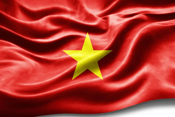 Bendera Vietnam Dengan Tekstur Sutra Latar Belakang Digital — Stok Foto