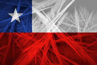 Soyut deseni ve dijital arkaplanı olan Şili bayrağı