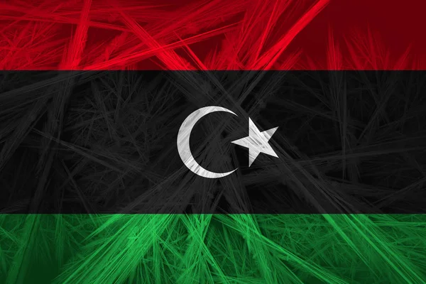 Flaga Libii Abstrakcyjną Fakturą Tło Cyfrowe — Zdjęcie stockowe