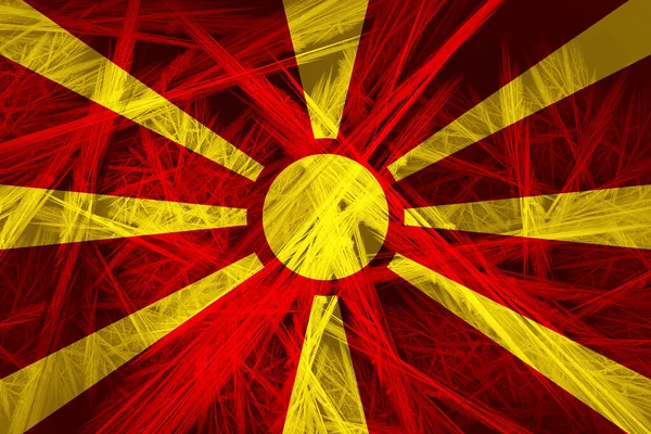 Makedonská Vlajka Abstraktní Texturou Digitální Pozadí — Stock fotografie