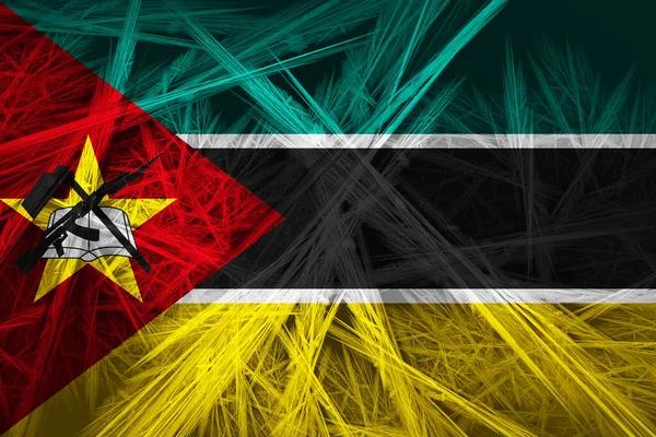抽象的なテクスチャ デジタル背景を持つモザンビークの旗 — ストック写真