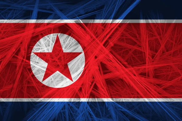 North Korea Flag Abstract Texture Digital Background — Stock Photo, Image