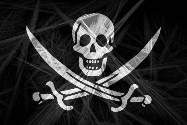 Piratenflagge Mit Abstrakter Textur Digitaler Hintergrund — Stockfoto