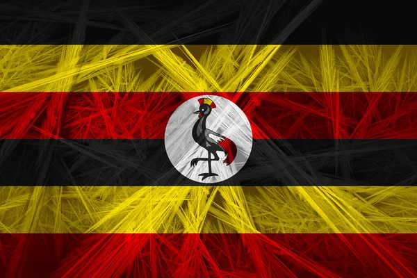 Uganda Flagge Mit Abstrakter Textur Digitalem Hintergrund — Stockfoto