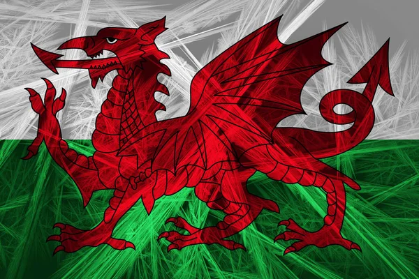 Wales Vlag Met Abstracte Textuur Digitale Achtergrond — Stockfoto