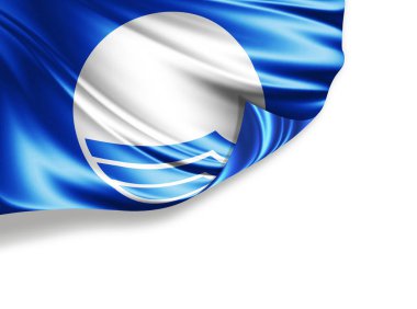 Beyaz arkaplanda mavi bayrak izole edildi, 3d illüstrasyon