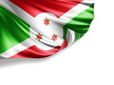 Burundi bayrağı beyaz arkaplanda izole edildi, 3d illüstrasyon